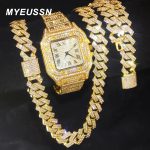 Gold Color Cuban Chain Watch for Men