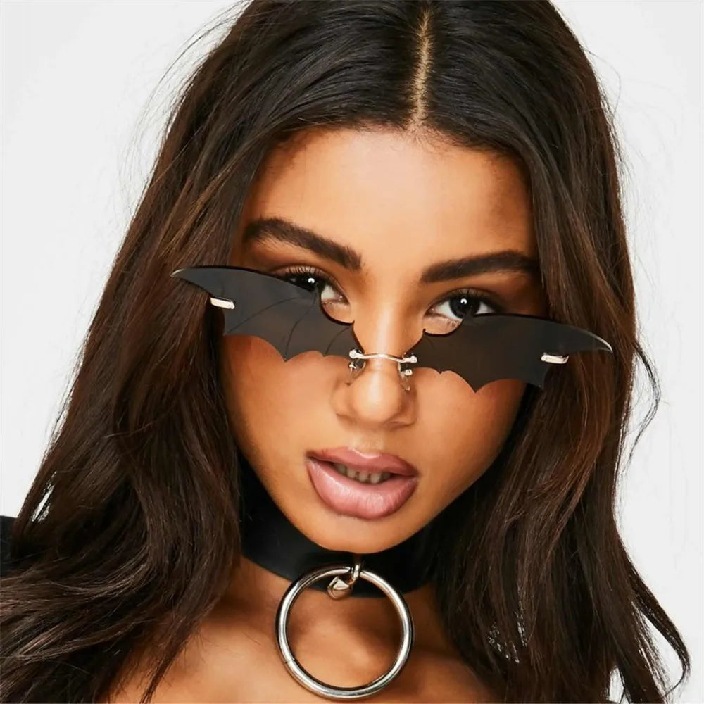 Bat-Shaped Rimless Sunglasses – Unisex Retro Streetwear Eyewear with UV400 Protection - Image 4