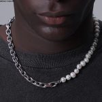 Half Pearl Half Cuban Chain Necklace – Hip-Hop Punk Choker for Men & Women