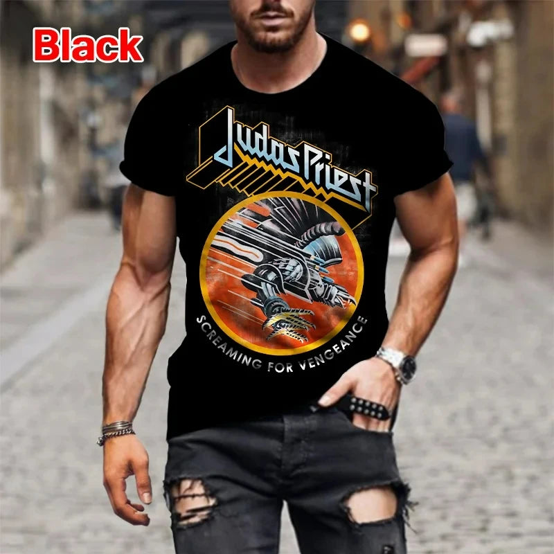 Judas Priest 3D Printed T-Shirt – Unisex Rock Band Streetwear Tee for Summer - Image 4