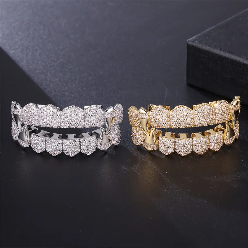 Htpwe Hip Hop Full CZ Teeth Grillz