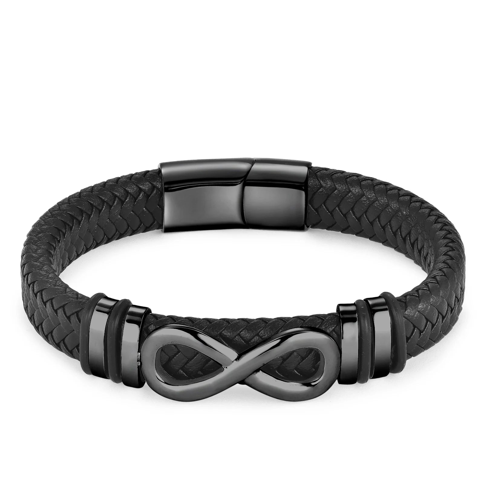 Classic Stainless Steel Leather Bracelet – Men's Chain Wristband Business Charm Jewelry for Dad or Boyfriend - Image 5
