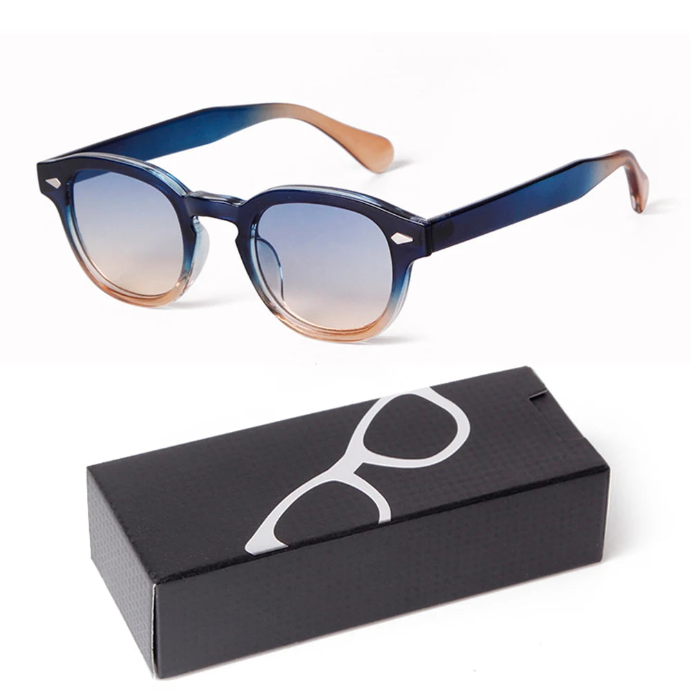 Fashion Gradient Blue Small Round Sunglasses – Unisex Vintage-Inspired Designer Eyewear - Image 21