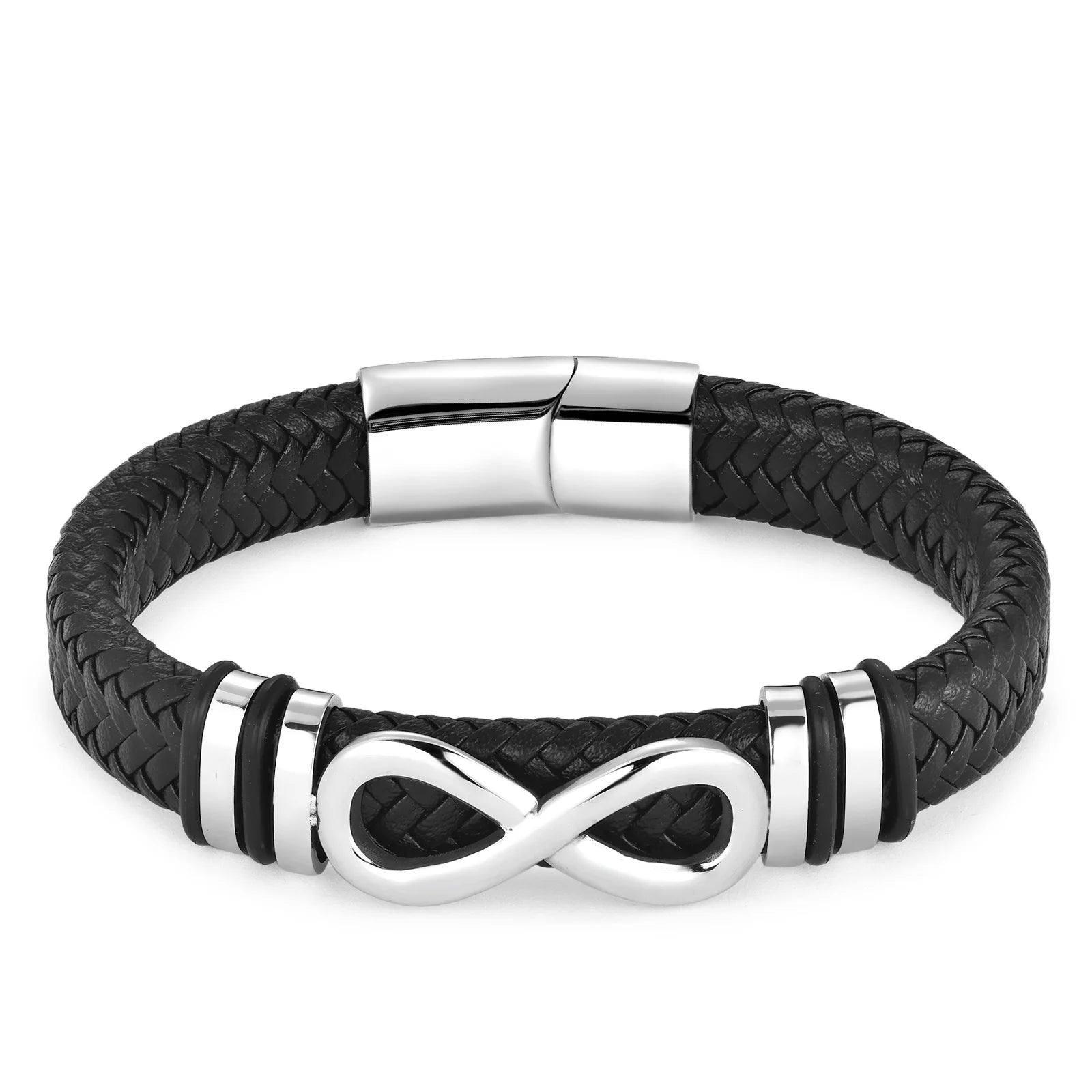 Classic Stainless Steel Leather Bracelet – Men's Chain Wristband Business Charm Jewelry for Dad or Boyfriend - Image 8