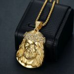 Gold-Plated Jesus Head Pendant Necklace – Stainless Steel Titanium Hip-Hop Chain for Men & Women