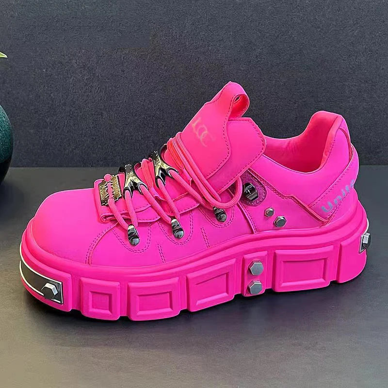 Men’s Fashion Leather Boots – Metal Rivet Decor Punk Motorcycle Hip-Hop Dance Boots - Image 13