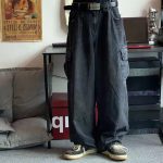 Baggy Jeans Men's Oversize Cargo Korean Black Wide Pants Streetwear Hip Hop Harajuku Male Fashion Straight Denim Pants
