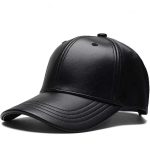 Solid PU Leather Baseball Cap – Unisex Adjustable Hip Hop Snapback Hat for Men & Women