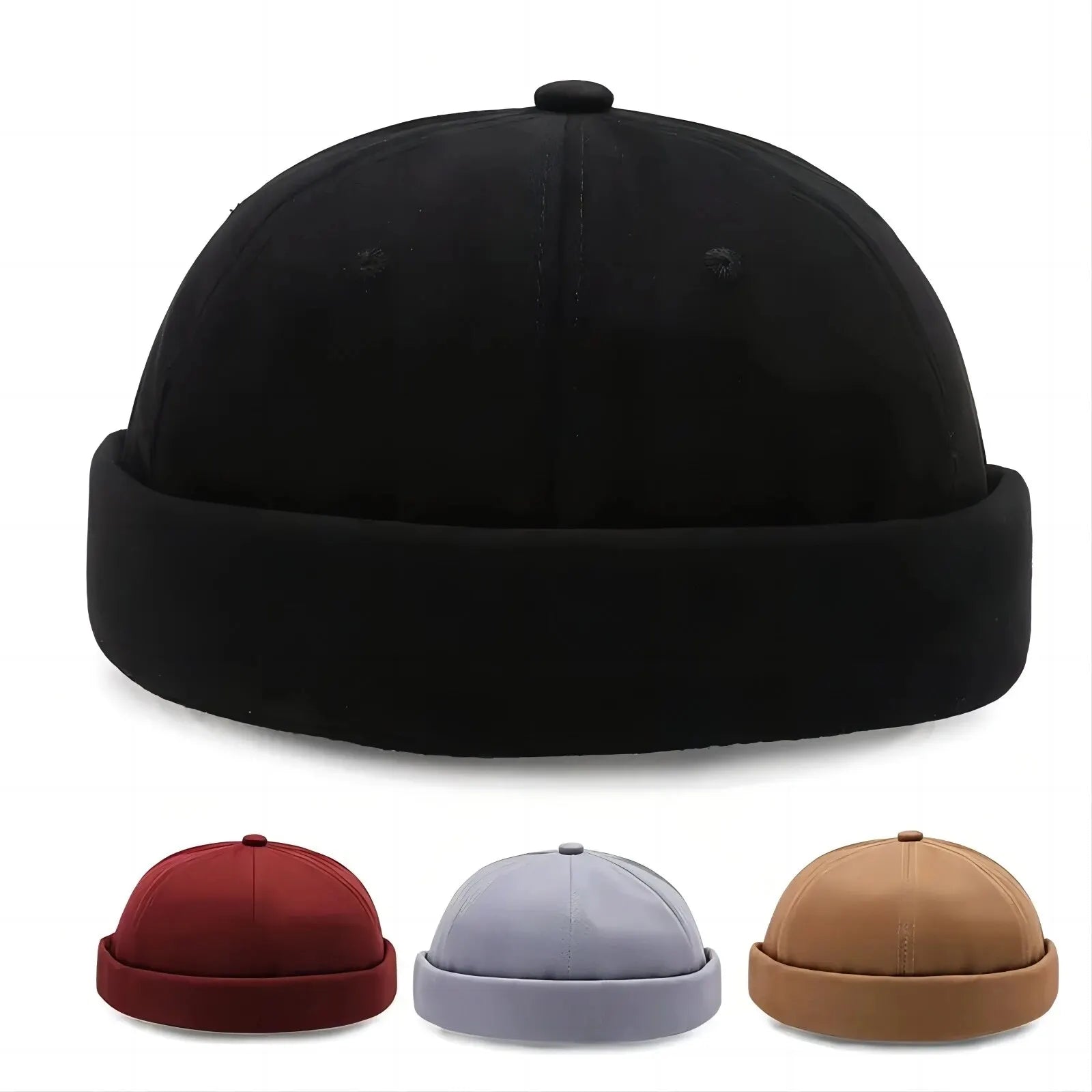 Vintage Brimless Dome Cap – Unisex Adjustable Cotton Melon Beanie for Hip Hop & Streetwear - Image 2