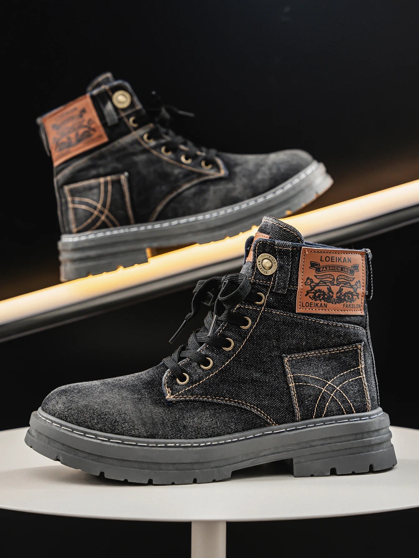 Men’s High-Top Denim Boots – Trendy Casual Sports Fashion Boots - Image 3