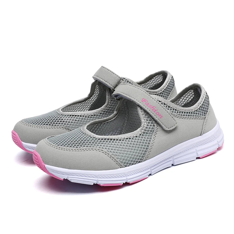 Women’s Breathable Vulcanized Sneakers – White Mesh Casual Walking & Work Shoes - Image 5