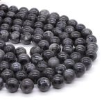 Natural Black Larvikite Labradorite Round Beads – Loose Stone Strand for DIY Jewelry Making