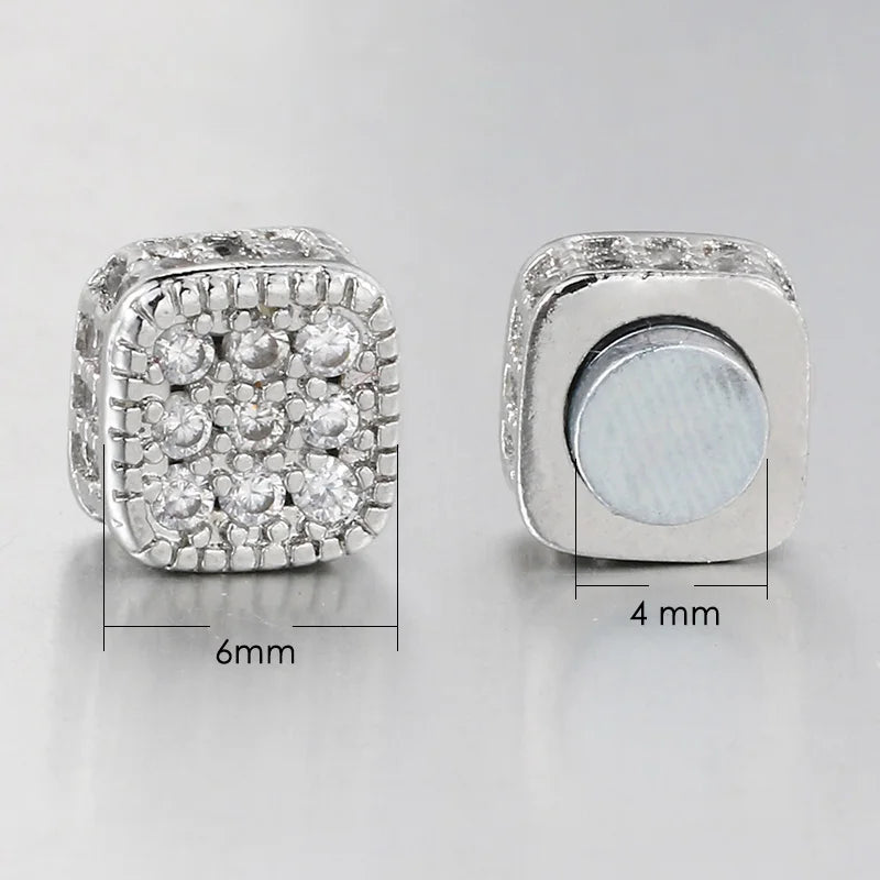 Ice Out Magnetic Fake Earrings – Non-Piercing Hip Hop Rock Jewelry for Men & Women - Image 4