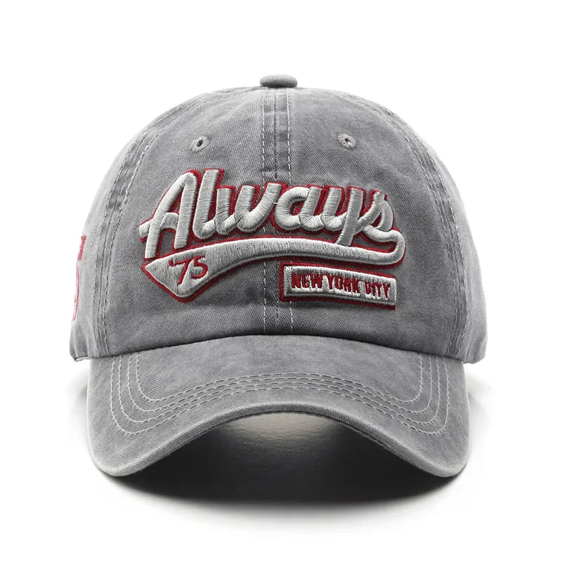 2025 Spring/Summer Vintage Washed Baseball Cap – Unisex Cotton Snapback with "ALWAYS" Embroidery - Image 2