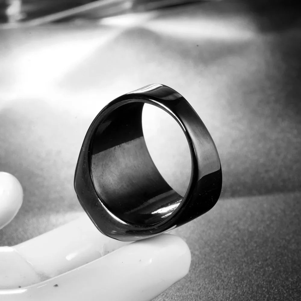 HNSP 316L Stainless Steel Black Stone Crystal Freemas Ring For Men Male Finger Jewelry Accessories Vintage Style 2025 New - Image 3