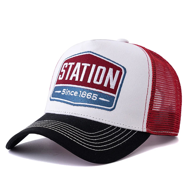 Classic STATION Letter Pattern Mesh Baseball Cap – Unisex Breathable Summer Trucker Hat - Image 9