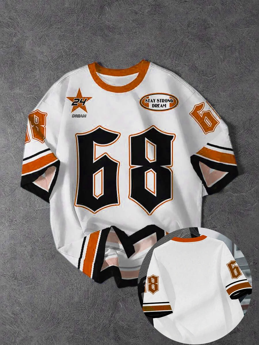 Summer Men’s Classic Sports Stripe T-Shirt – Casual Round Neck Tee with Side Print (Size 68 Available) - Image 3