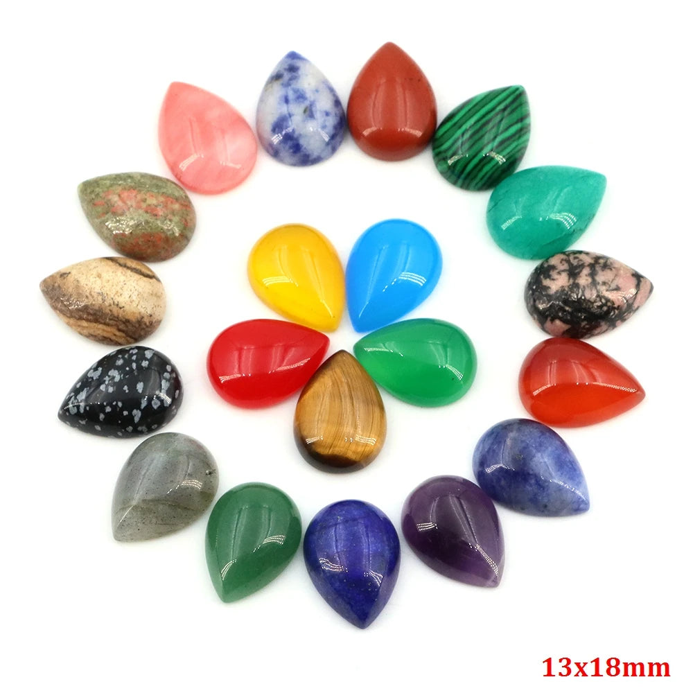 13x18mm Water Drop Flat Back Beads – Natural Stone Crystal Cabochons for DIY Jewelry - Image 19