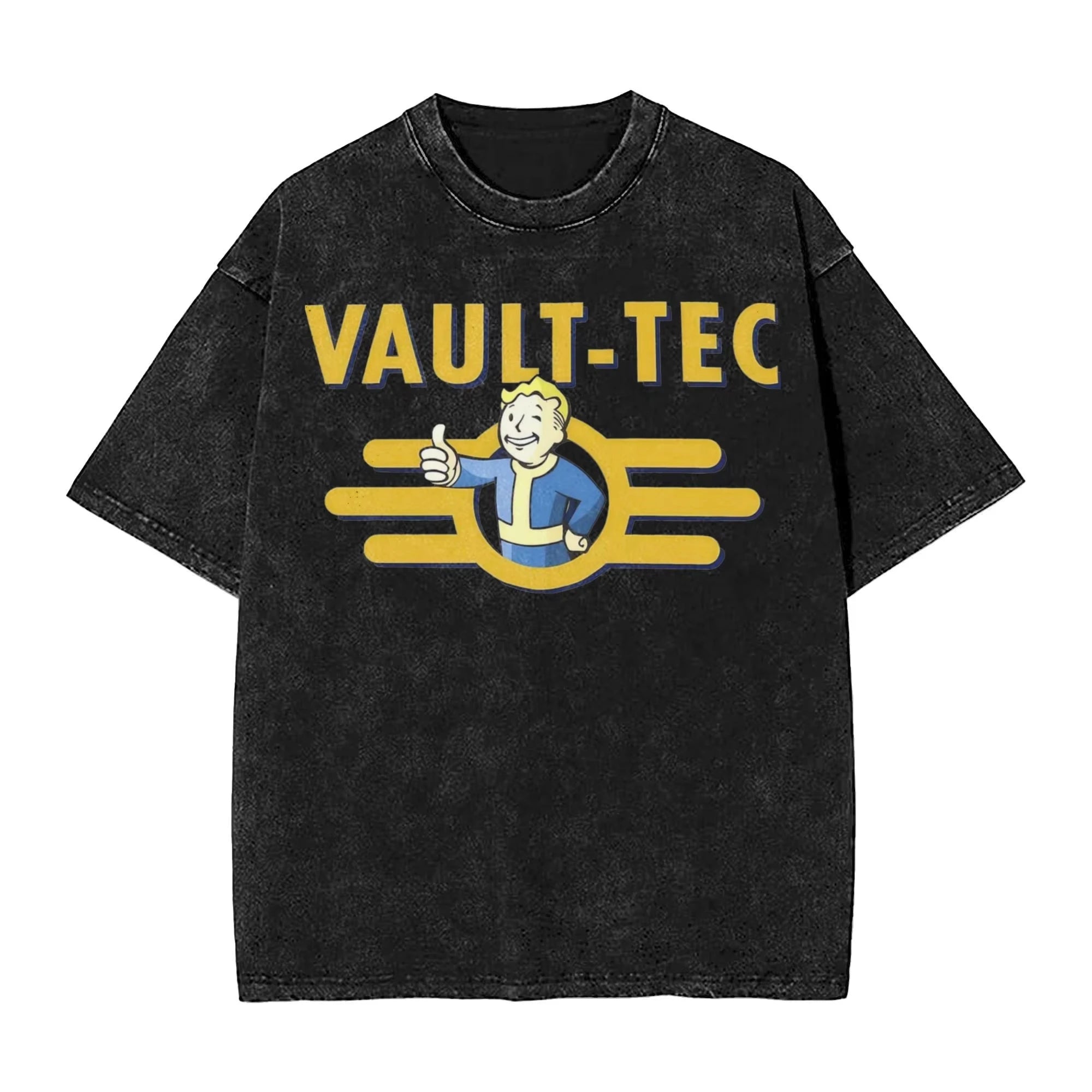 "Join The Vaults" Washed T-Shirt – Fallout Tec-Inspired Oversized Hip Hop Streetwear Tee for Men - Image 5