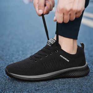 Men’s Knit Running Sneakers – Lightweight Casual Athletic Walking Shoes