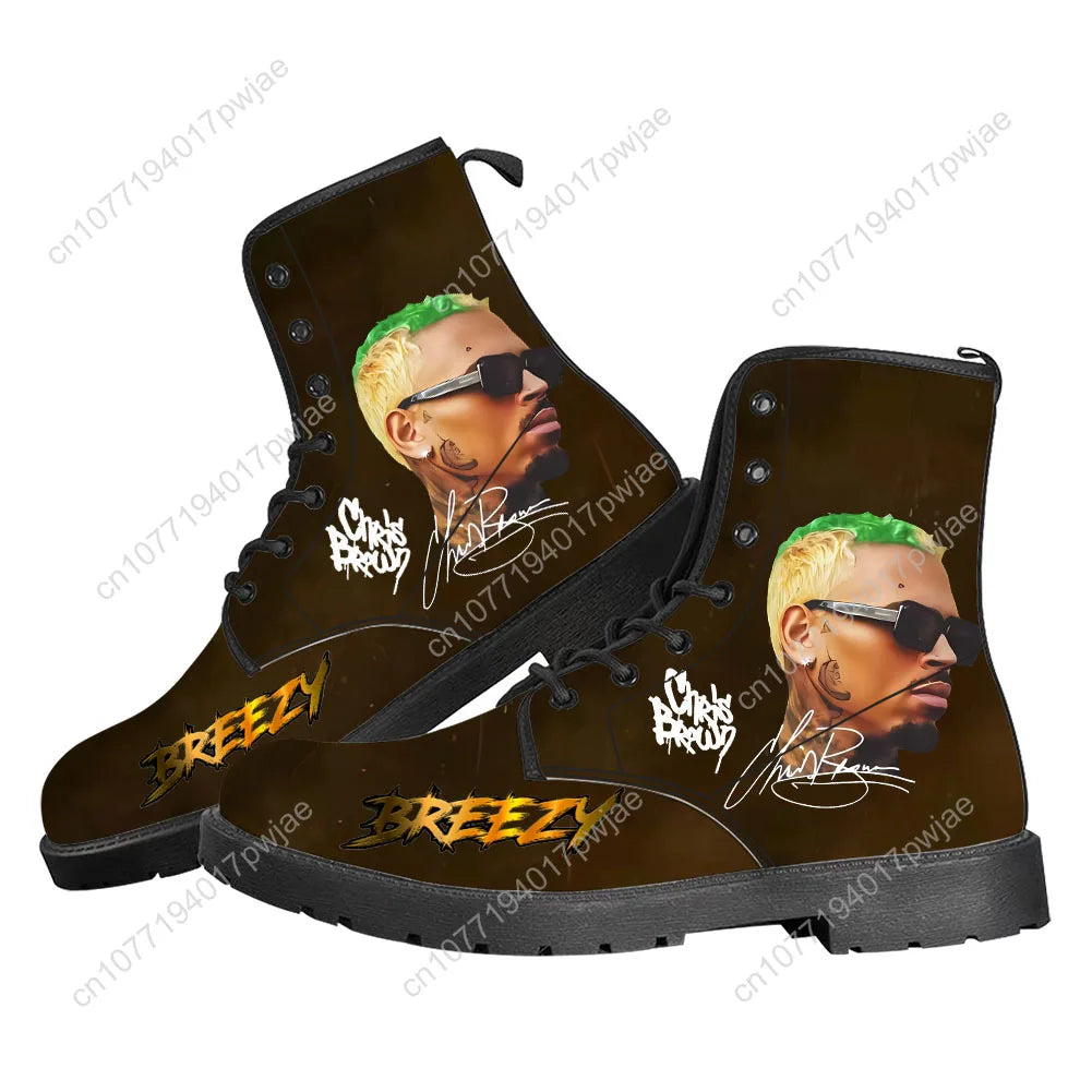 Chris Brown-Inspired Hip Hop Rock Casual Boots – Custom Fashion Hiking Shoes for Men, Women & Teens