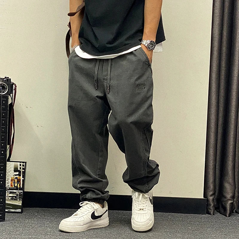 Plus Size Japanese Streetwear Oversized Cargo Pants – Harajuku Casual Joggers for Men - Image 2