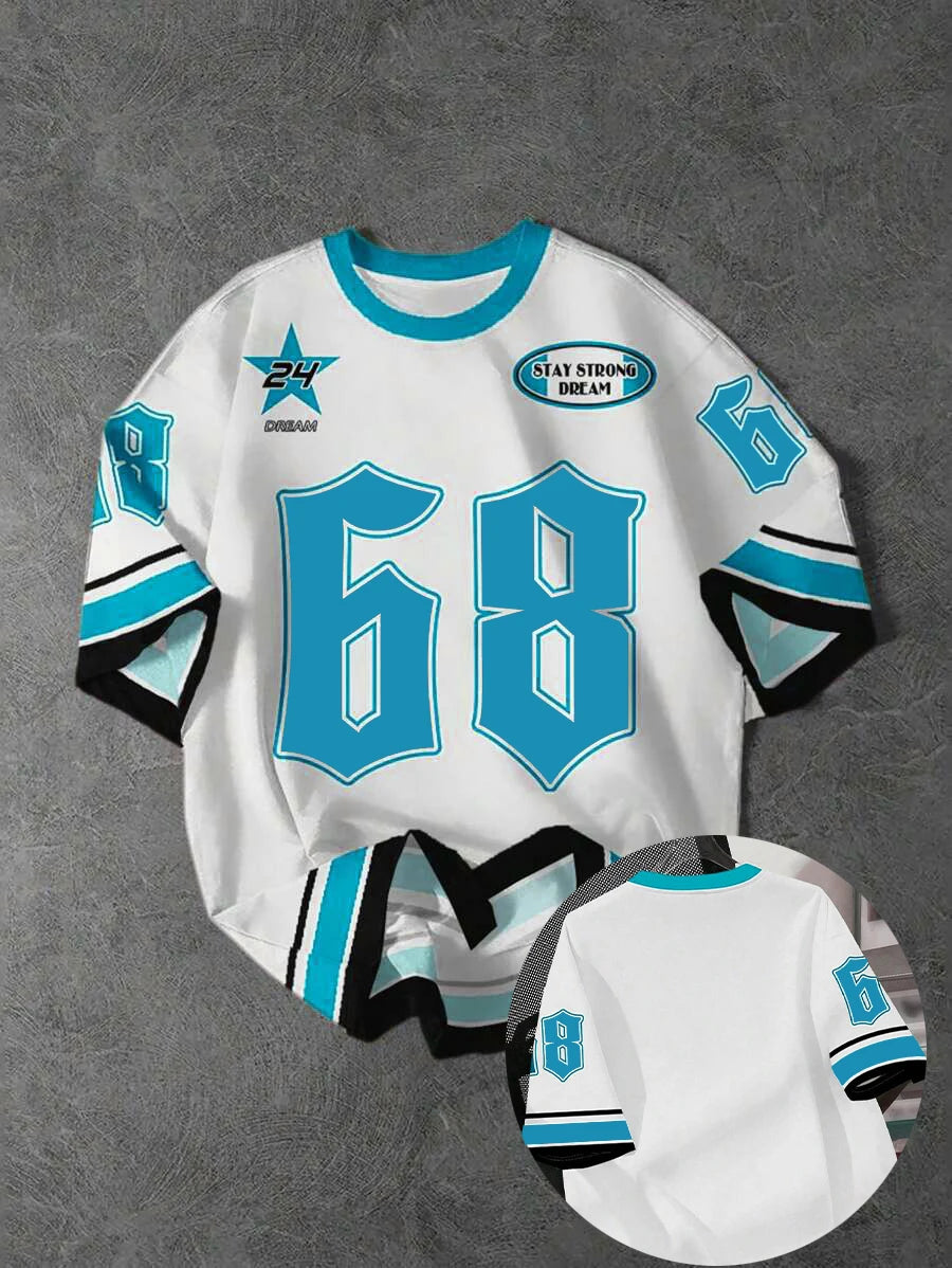 Summer Men’s Classic Sports Stripe T-Shirt – Casual Round Neck Tee with Side Print (Size 68 Available) - Image 4