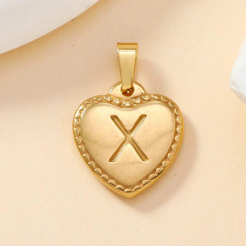 316L Stainless Steel Initial Necklace – Letter Heart Pendant Chain for Women - Image 28