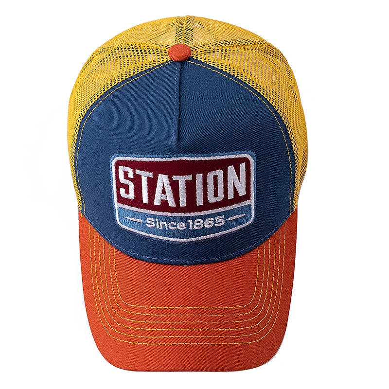 Classic STATION Letter Pattern Mesh Baseball Cap – Unisex Breathable Summer Trucker Hat - Image 2