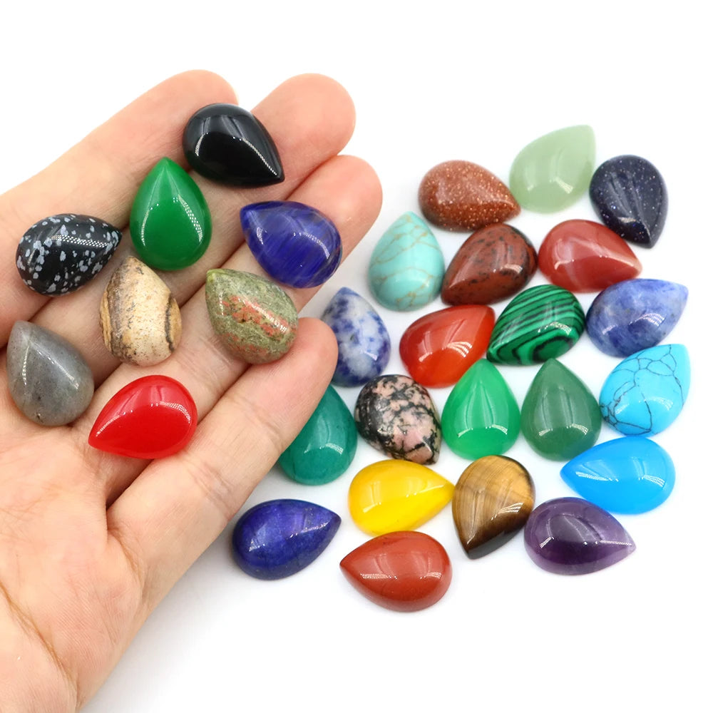 13x18mm Water Drop Flat Back Beads – Natural Stone Crystal Cabochons for DIY Jewelry - Image 6