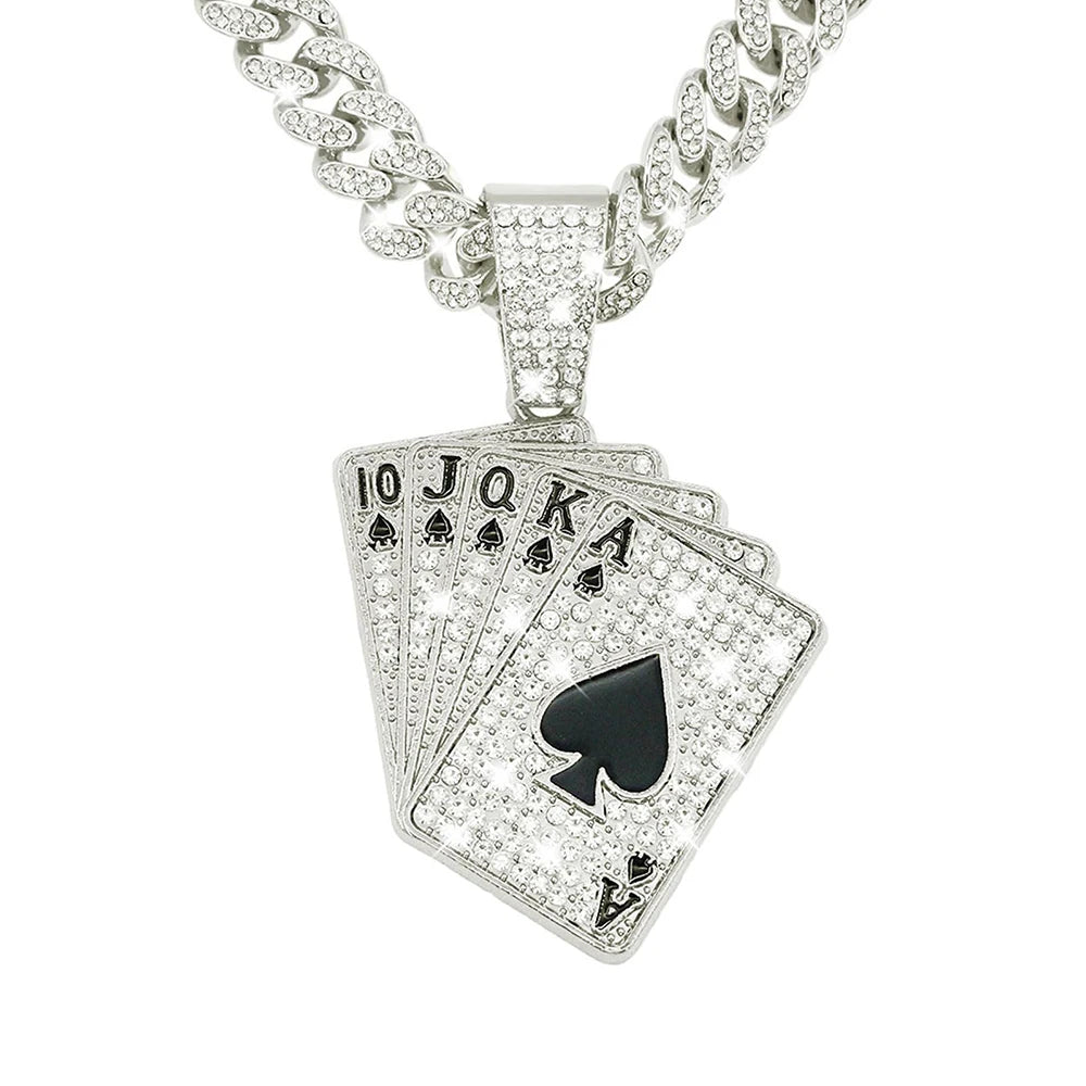 18K Gold Plated Spades Playing Card Necklace – Hip-Hop Iced Out Trend Jewelry for Men - Image 8