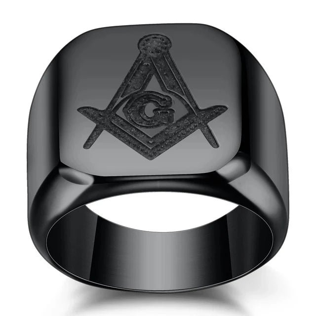 316L Stainless Steel Freemason Ring – Gold Color Hip Hop Iced Out Masonic Jewelry for Men - Image 9
