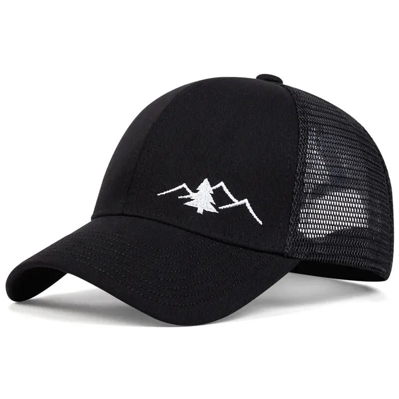 Mountain Embroidered Mesh Baseball Cap – Unisex Summer Snapback Hat for Sports & Streetwear - Image 5