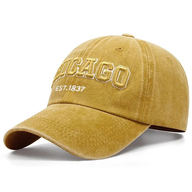 CHICAGO Letter Embroidered Baseball Cap – Unisex Cotton Snapback Hat for Spring & Summer Streetwear - Image 15