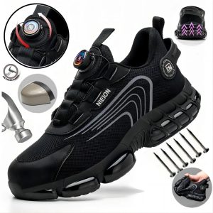 Rotary Buckle Safety Work Sneakers – Steel Toe Industrial Shoes with Puncture-Proof Protection